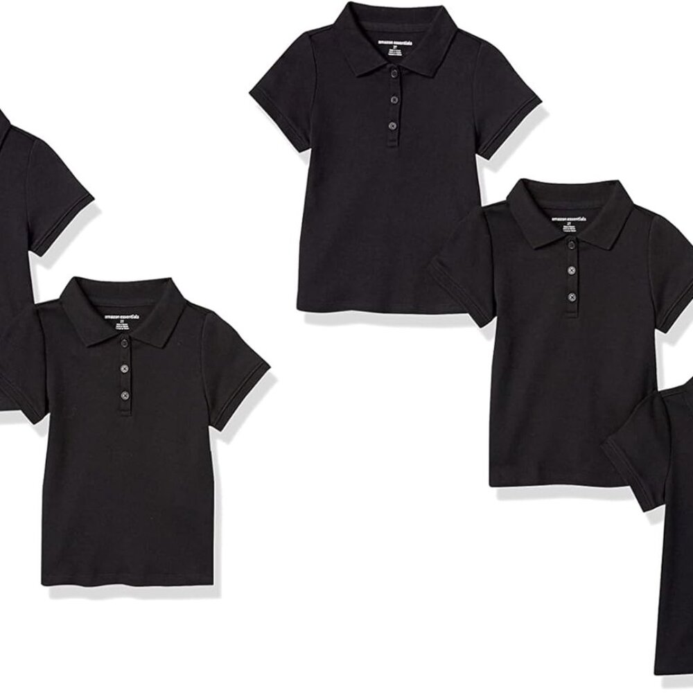 5 Black Polo Short Sleeve Shirts XS 5yr NWT